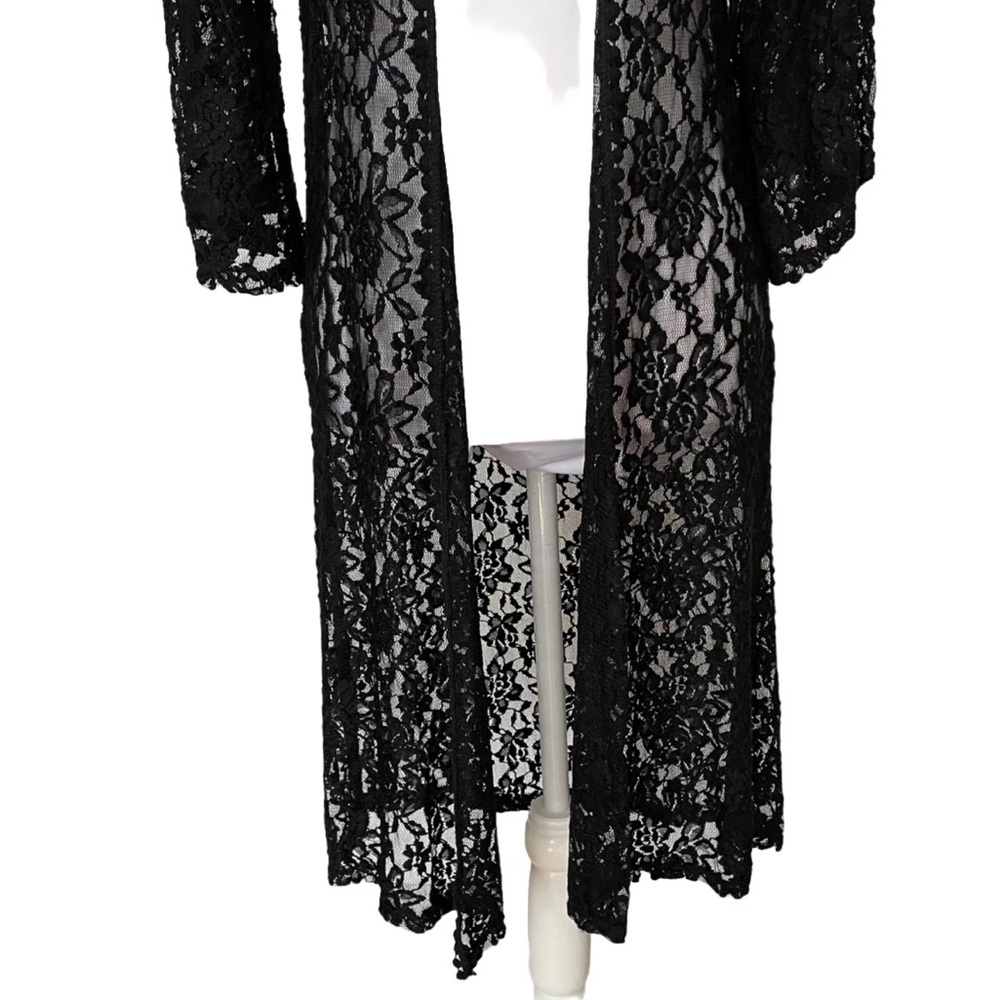 Mauve Black Floral Lace Maxi Kimono Cardigan Open Front NWT Women’s Size Small - Picture 7 of 13